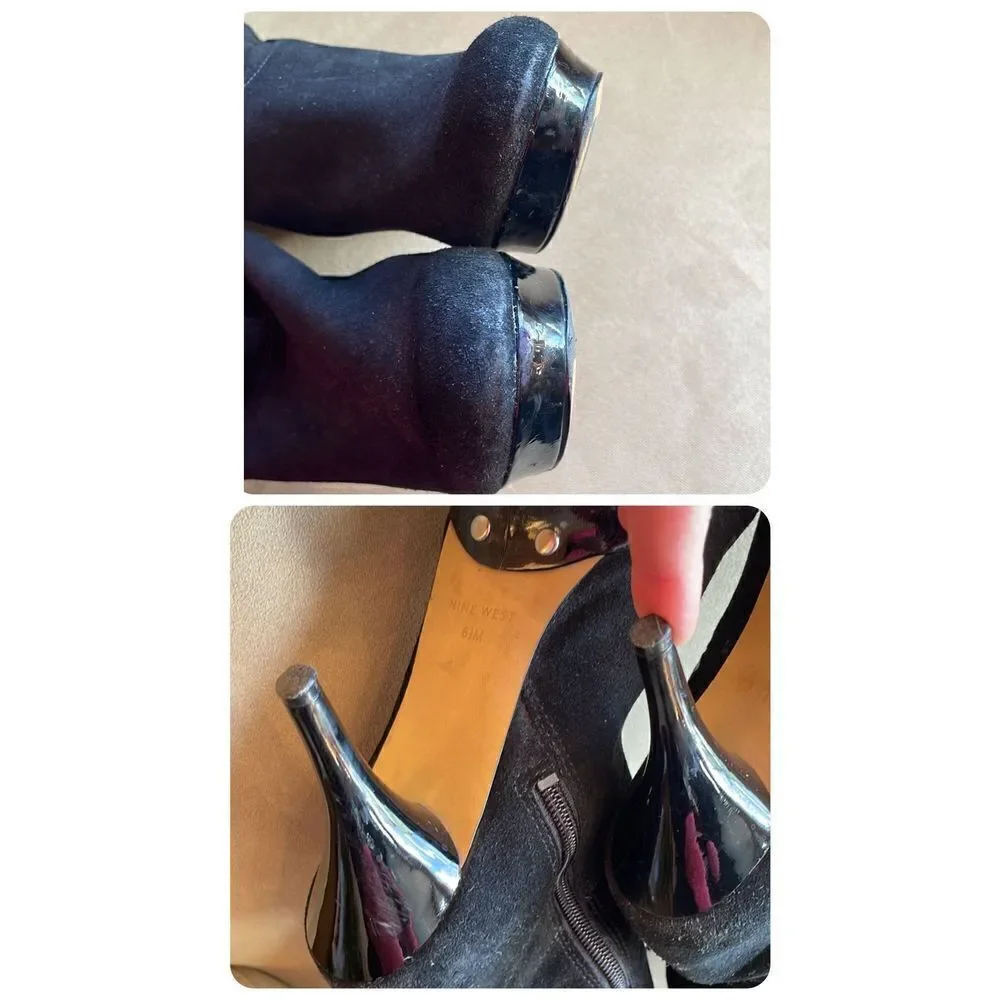 Nine West Destry Black Suede Over The Knee OTK Boots 6.5